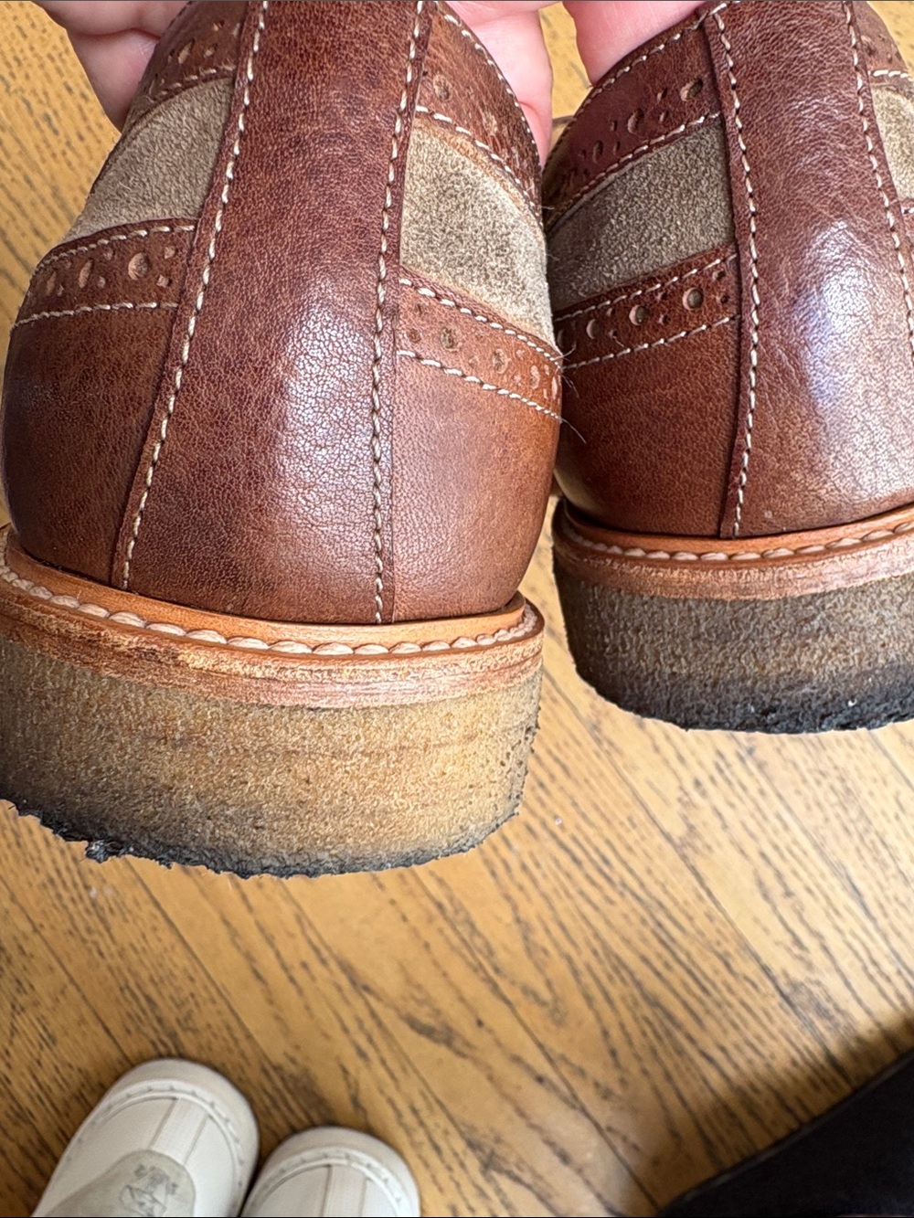 Brunello Cucinelli Two-Tone Brown & Tan Suede-Leather Brogues - Picture 5 of 10